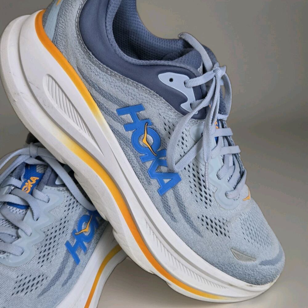 HOKA Bondi 9 Men's US 10.5 EE Drizzle Downpour Blue 1162013-DNP Wide Running